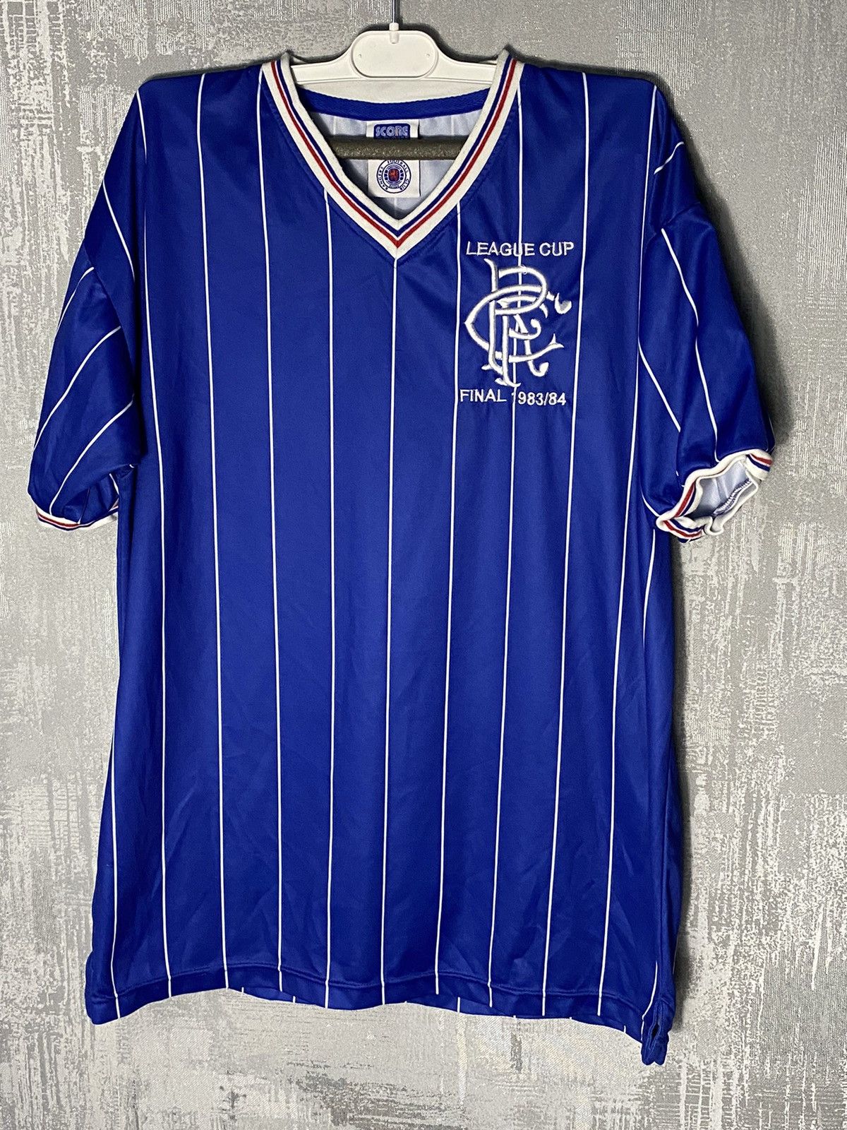 Vintage 1983 Rangers Score Draw Soccer Jersey Cup Final Size US L / EU 52-54 / 3 - 1 Thumbnail
