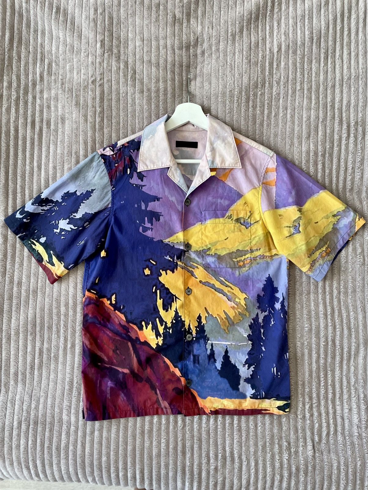 Prada Prada Camp Collar Landscape Pattern Bowling Pocket Shirt Size US S / EU 44-46 / 1 - 6 Thumbnail