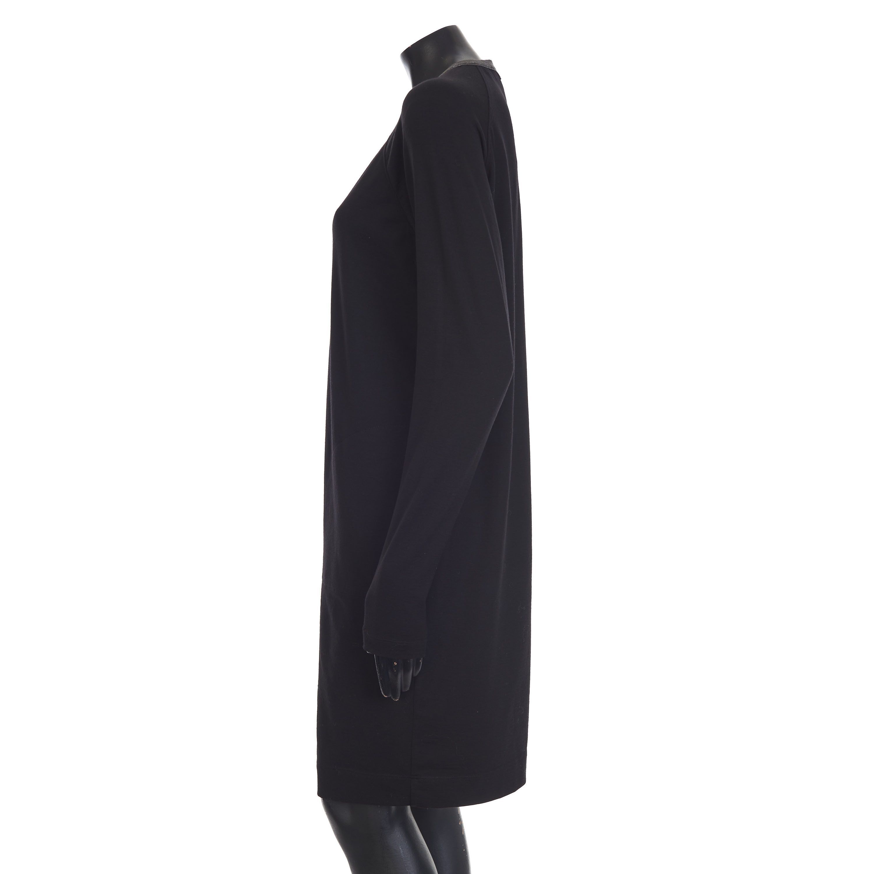 Brunello Cucinelli Black Sweater Dress - Monili Beaded Collar Size M / US 6-8 / IT 42-44 - 3 Thumbnail
