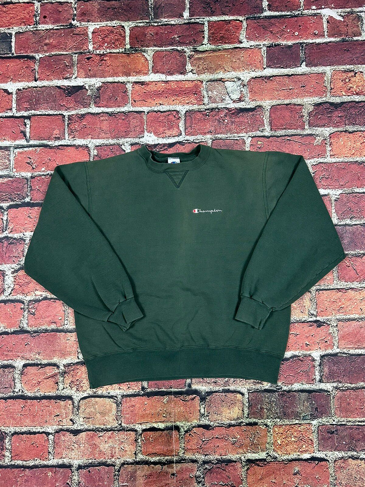 Vintage Vintage 90s Champion Sweatshirt Green Spell Out Crewneck Size US XL / EU 56 / 4 - 1 Preview