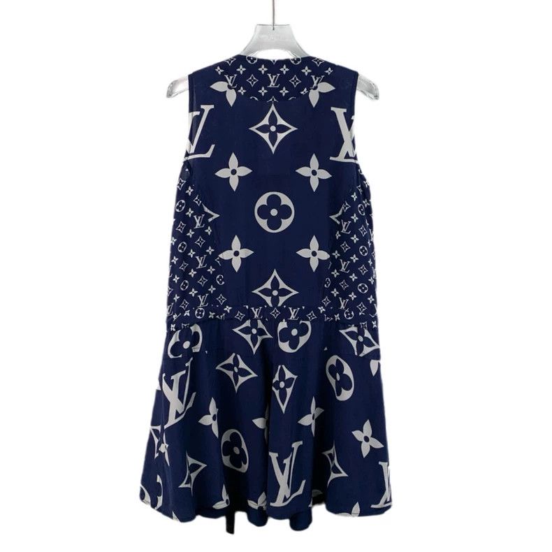 Louis Vuitton Louis Vuitton Dark blue logo and full print mulberry silk Size XS / US 0-2 / IT 36-38 - 2 Thumbnail