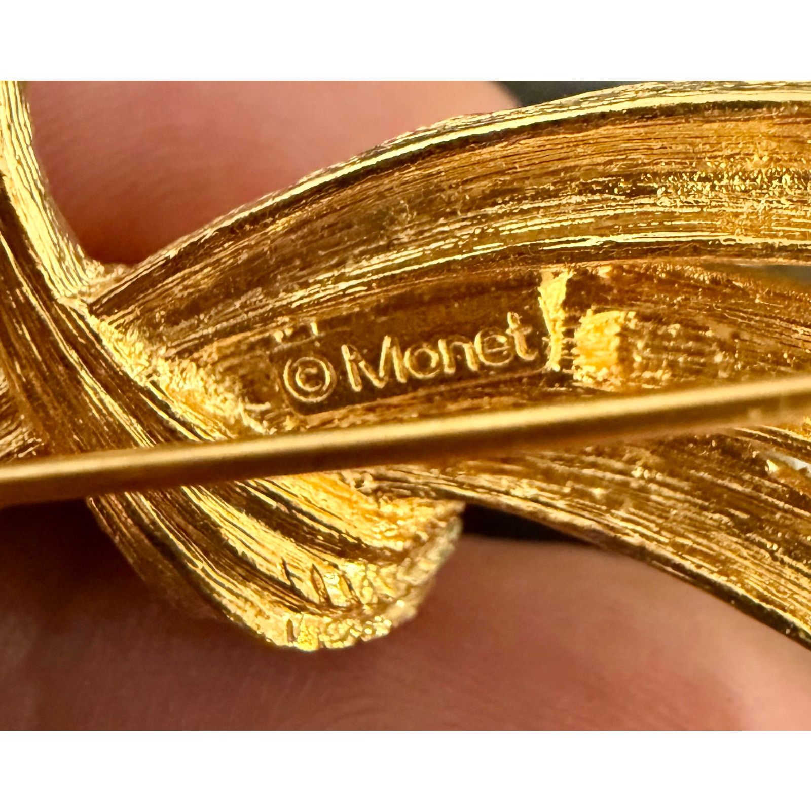 Monet Vintage Signed Monet Gold Tone Textured Spray Brooch Size ONE SIZE - 3 Thumbnail