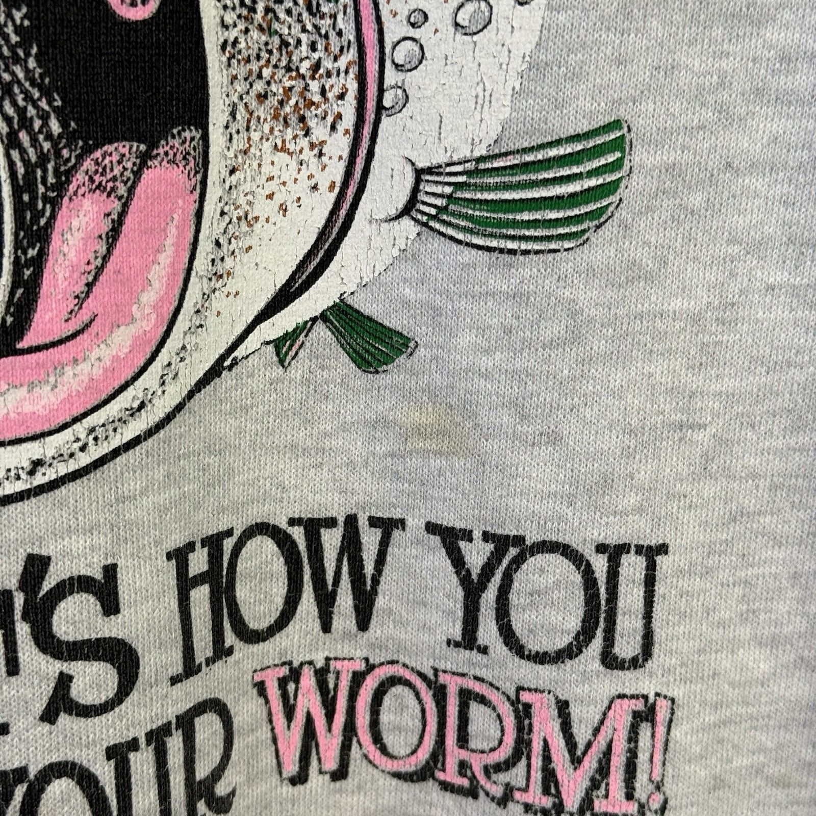 Vintage Vintage 90s Funny Parody Fishing Sweatshirt Mens Large Gray Size US L / EU 52-54 / 3 - 4 Thumbnail
