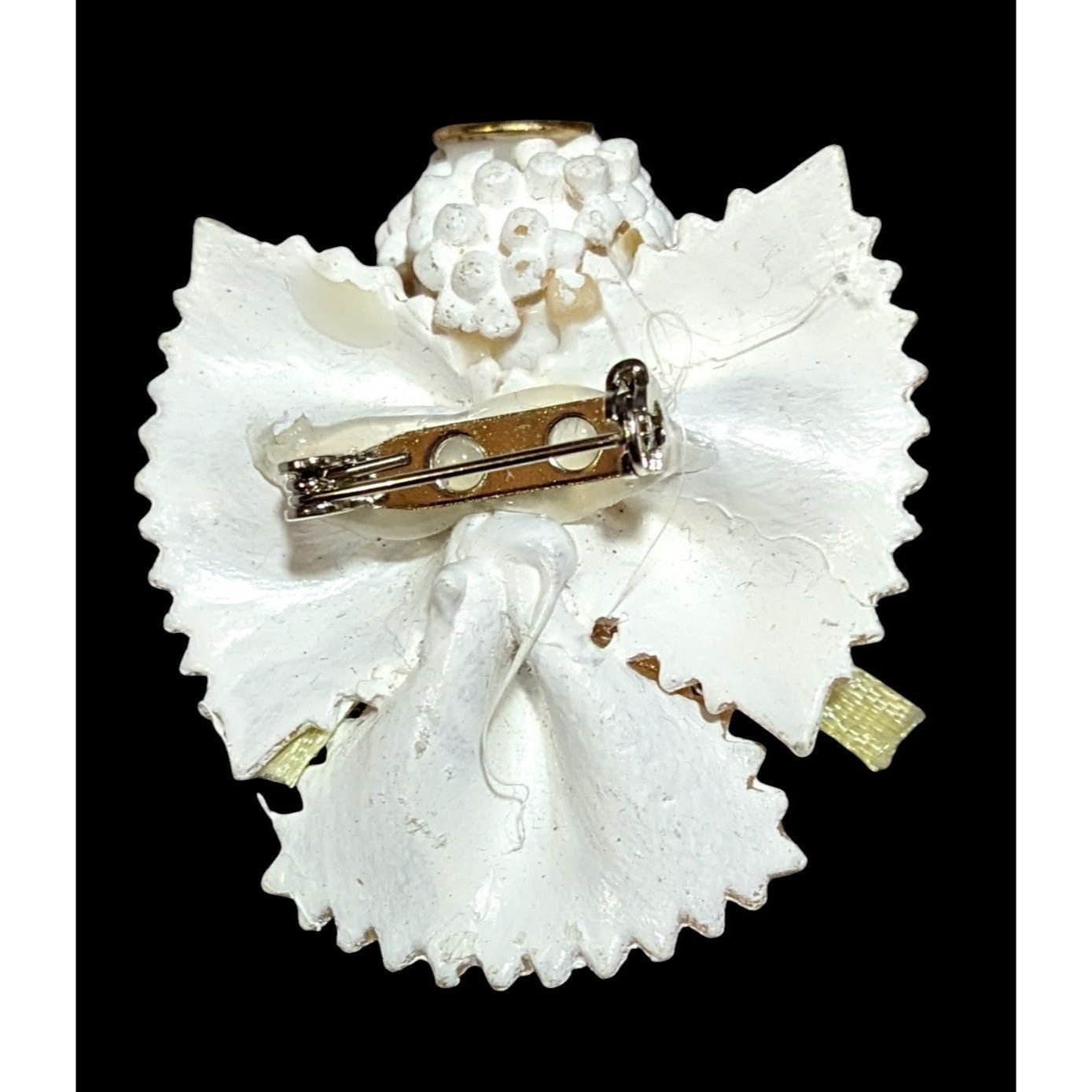 Other Vintage White Painted Pasta Floral Angel Brooch Size ONE SIZE - 2 Thumbnail