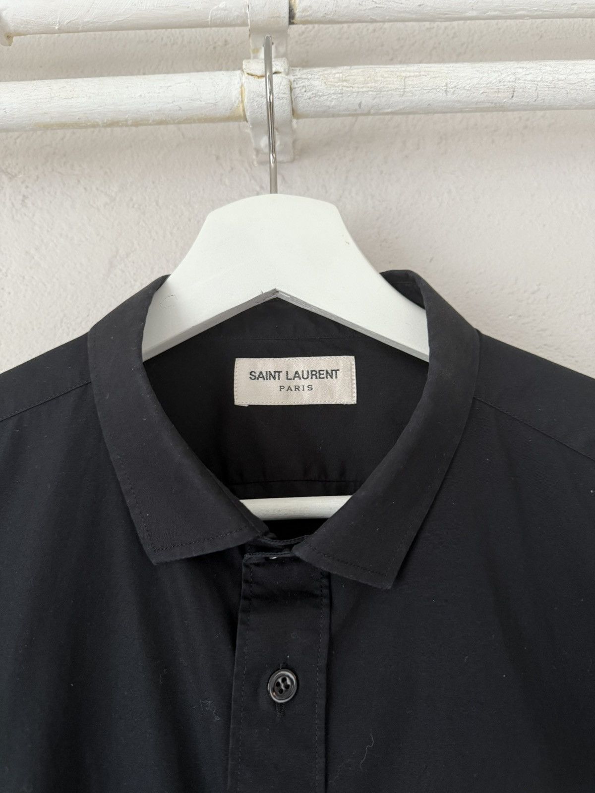 Saint Laurent Paris Classic Black Poplin Shirt in Cotton Size US L / EU 52-54 / 3 - 3 Thumbnail