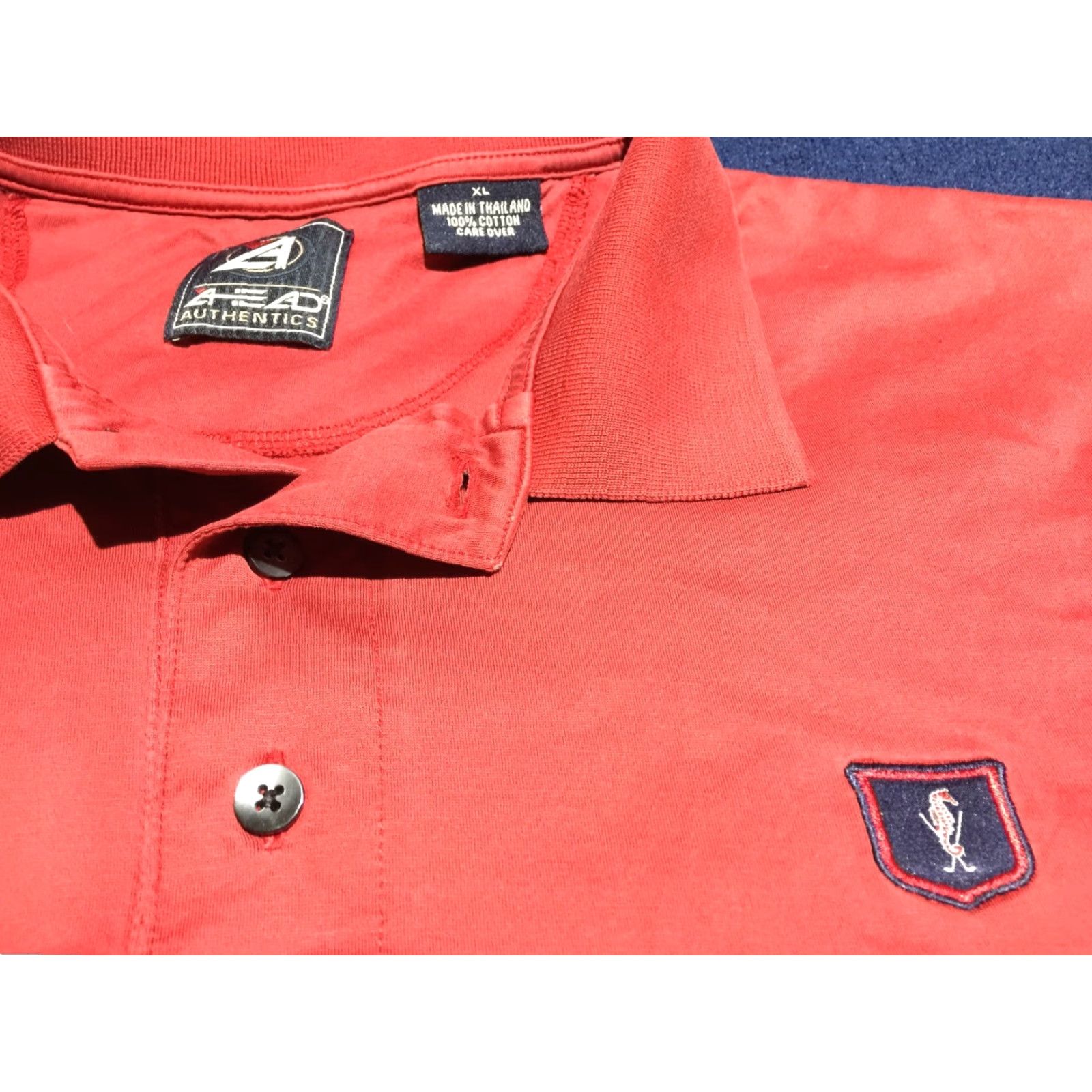 Vintage AHEAD AUTHENTICS Men's XL Polo Shirt Golf Breathable Cotton Short Sleeve Red Size US XL / EU 56 / 4 - 3 Thumbnail