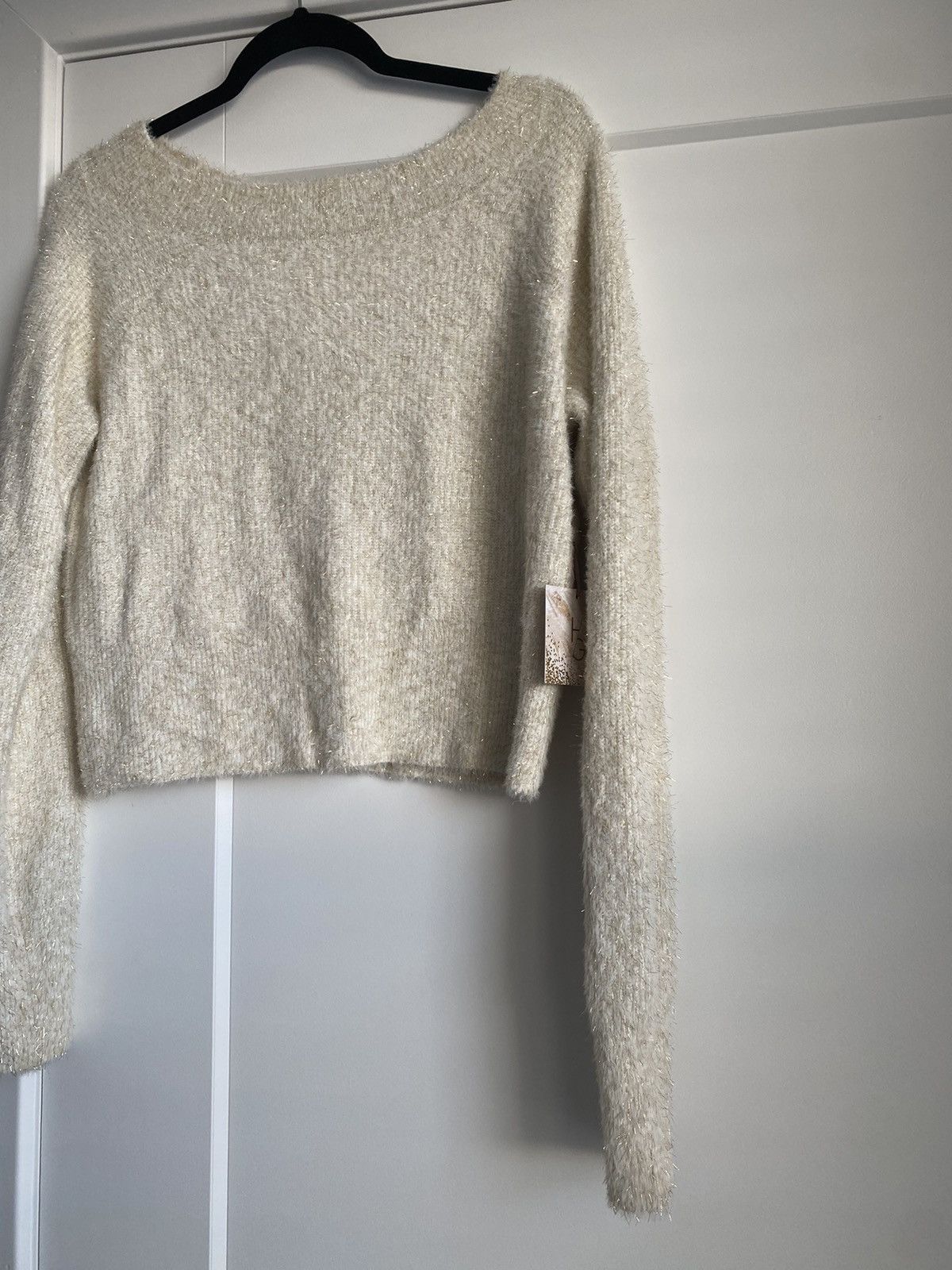 Other HAPPILY GREY Cream Gold Sparkle Knit Boho Sweater XL Size XL / US 12-14 / IT 48-50 - 2 Thumbnail