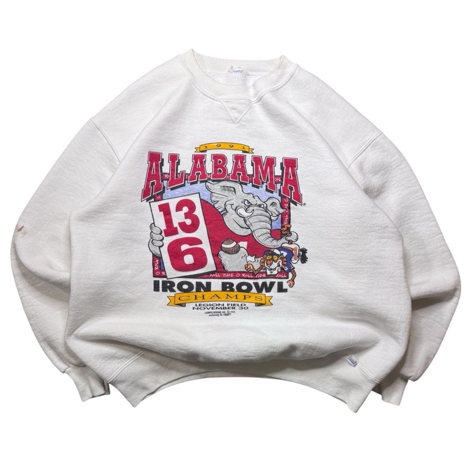 Russell Athletic Vintage 90’s Alabama Sweatshirt Russell Men XL ( Flaws) Size US XL / EU 56 / 4 - 1 Thumbnail
