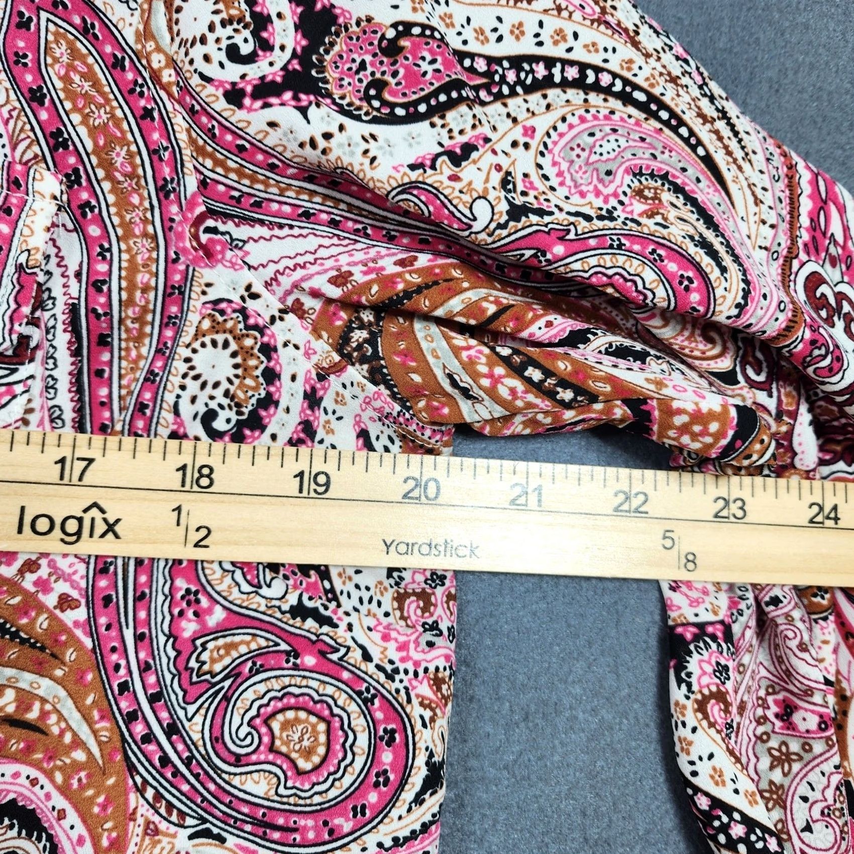 Talbots Talbots Womens Top Large Petite Pink Paisley Lightweight Button Up Office Artsy Blouse Long Sleeve Button Collar Petites Women Size L / US 10 / IT 46 - 4 Thumbnail