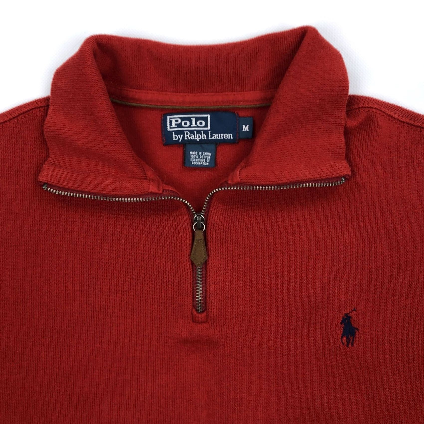 Polo Ralph Lauren Polo Ralph Lauren Men Red 1/4 Zip Pullover Sweater Cotton Size M Medium Size US M / EU 48-50 / 2 - 2 Thumbnail