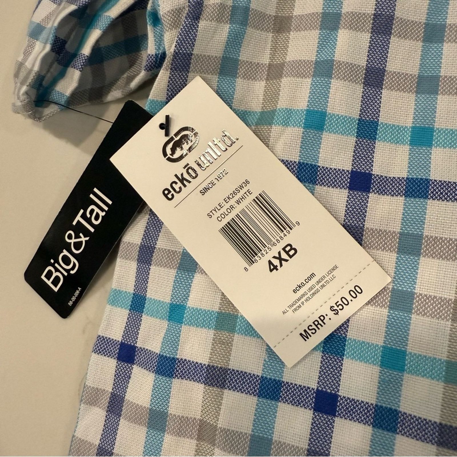 Ecko Unltd. Ecko Unltd. NWT Plaid ShortSleeve ButtonUp Mens Big&Tall 4XB Size US XXL / EU 58 / 5 - 6 Thumbnail
