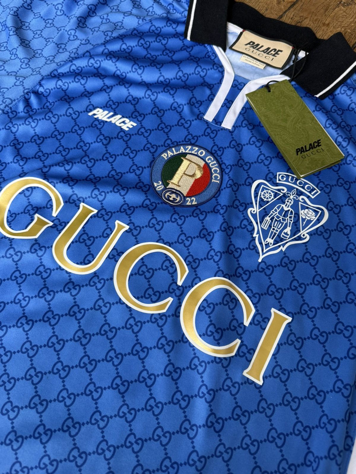 Gucci × Palace Gucci X Palace blue all over GG logo monogram print jersey Size US M / EU 48-50 / 2 - 4 Thumbnail