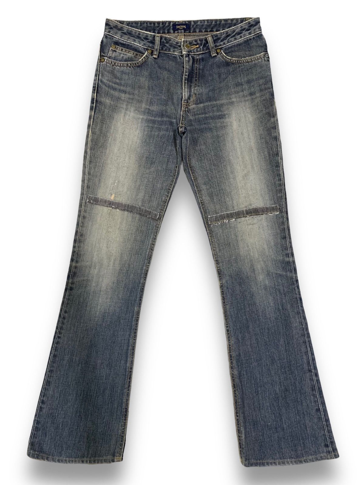 Edwin Vintage Edwin x Something Pour Femme Distressed Flared Jeans Size 28" / US 6 / IT 42 - 1 Thumbnail