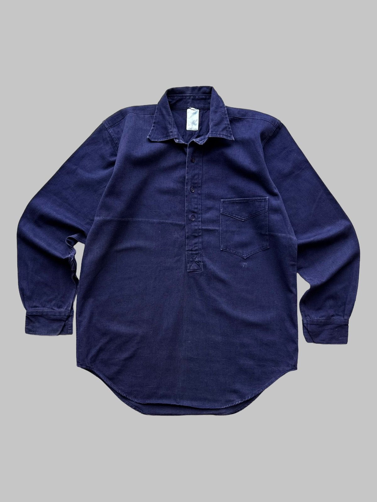 Vintage Soft Dark Blue Work Shirt by Scottcraft Washed Cotton Twill Size US L / EU 52-54 / 3 - 1 Thumbnail