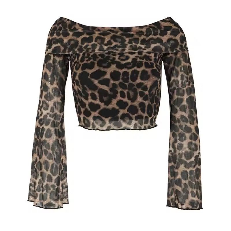 Japanese Brand Sexy Leopard Print Off-Shoulder Top | Trendy & Club Wear Size M / US 6-8 / IT 42-44 - 5 Thumbnail