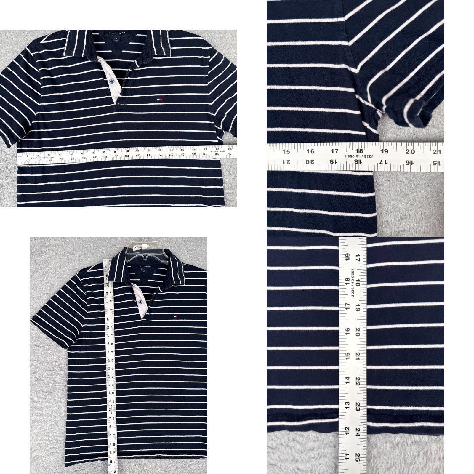 Tommy Hilfiger VINTAGE Tommy Hilfiger Polo Shirt Women Medium Blue White Stripe Cotton Short Sleeve Size M / US 6-8 / IT 42-44 - 8 Thumbnail
