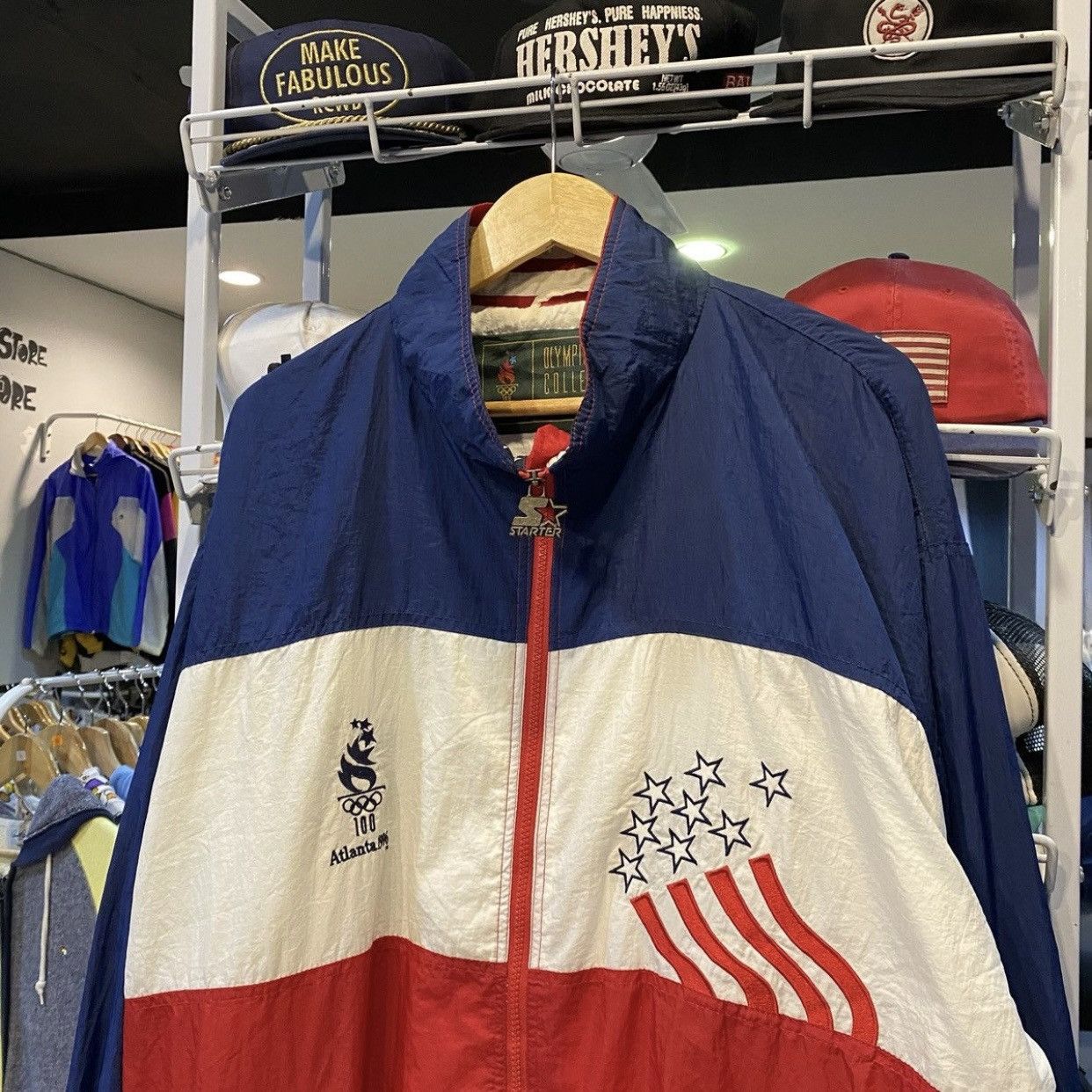 Starter × USA Olympics × Vintage VTG Atlanta 1996 Olympics Windbreaker STARTER Jacket Size US XL / EU 56 / 4 - 7 Thumbnail