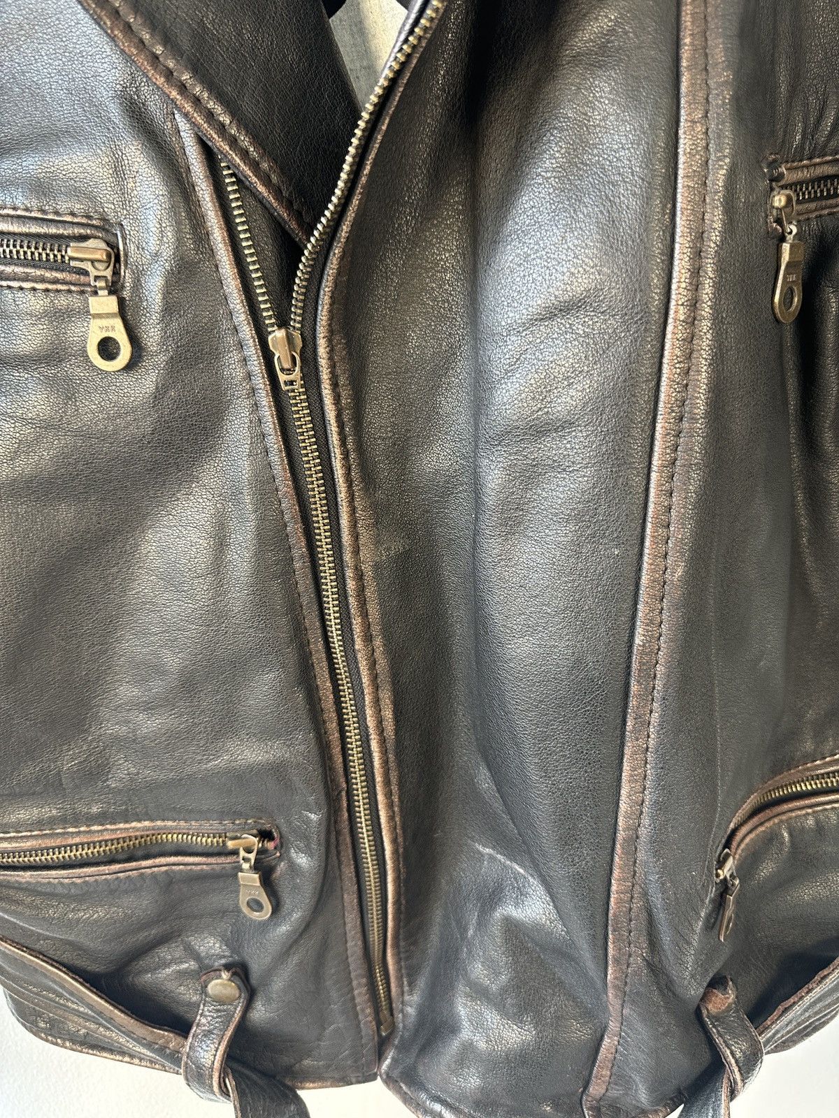 Leather RARE Newport World Cup 1994 Leather Biker Jacket Distressed Size US XL / EU 56 / 4 - 10 Thumbnail