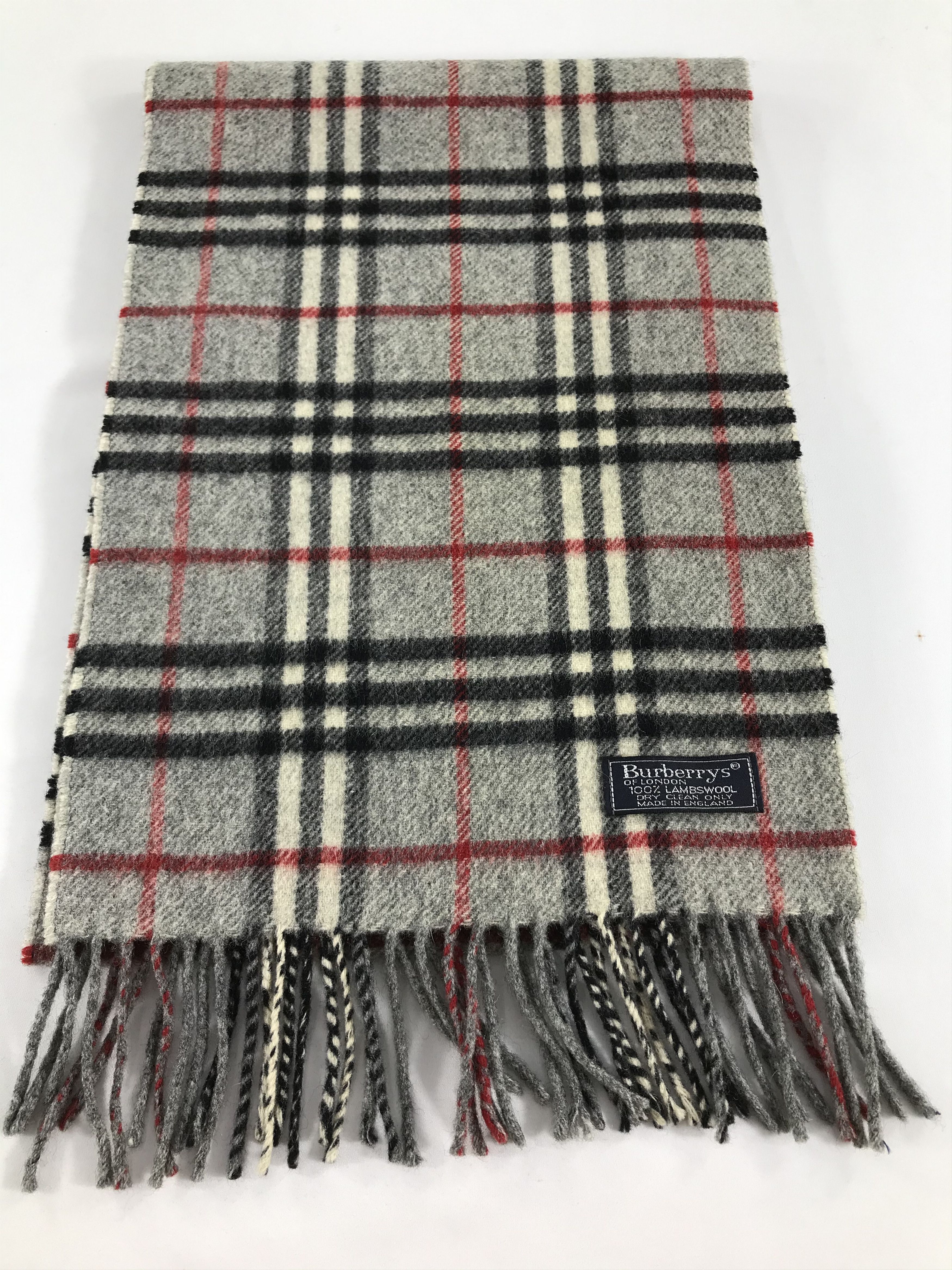 Burberry Burberrys Nova Check Grey Scarf Muffler Wool V523 Size ONE SIZE - 2 Thumbnail