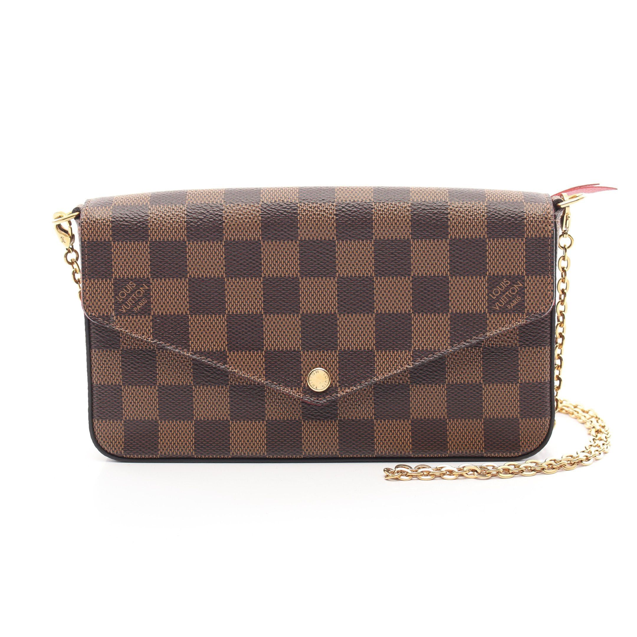 Louis Vuitton Louis Vuitton Pochette Felicie Damier Ebene Chain Wallet Brown Size ONE SIZE - 1 Thumbnail