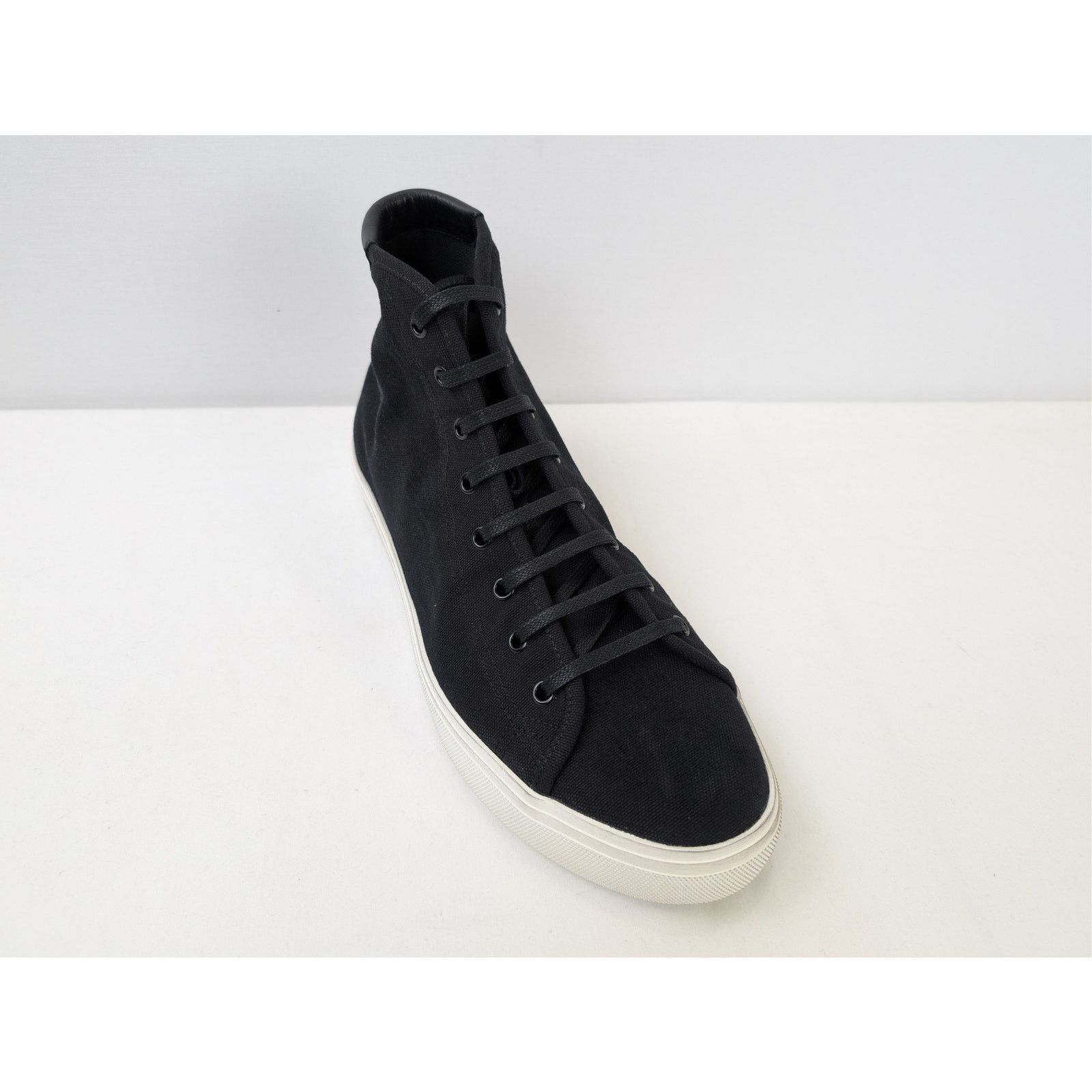 Saint Laurent Paris o1rshd1 Malibu Mid-Top Sneaker in black canvas and leather Size US 11 / EU 44 - 3 Thumbnail