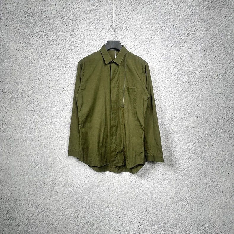 Dior DiorDark green logo-free simple long-sleeved shirt 2503-Nex Size US XXS / EU 40 - 1 Thumbnail