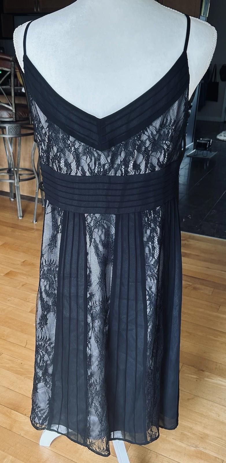 Other Ann Taylor Loft Black Sheer Lace Dress 12P Gray Satin Liner Size XL / US 12-14 / IT 48-50 - 4 Thumbnail