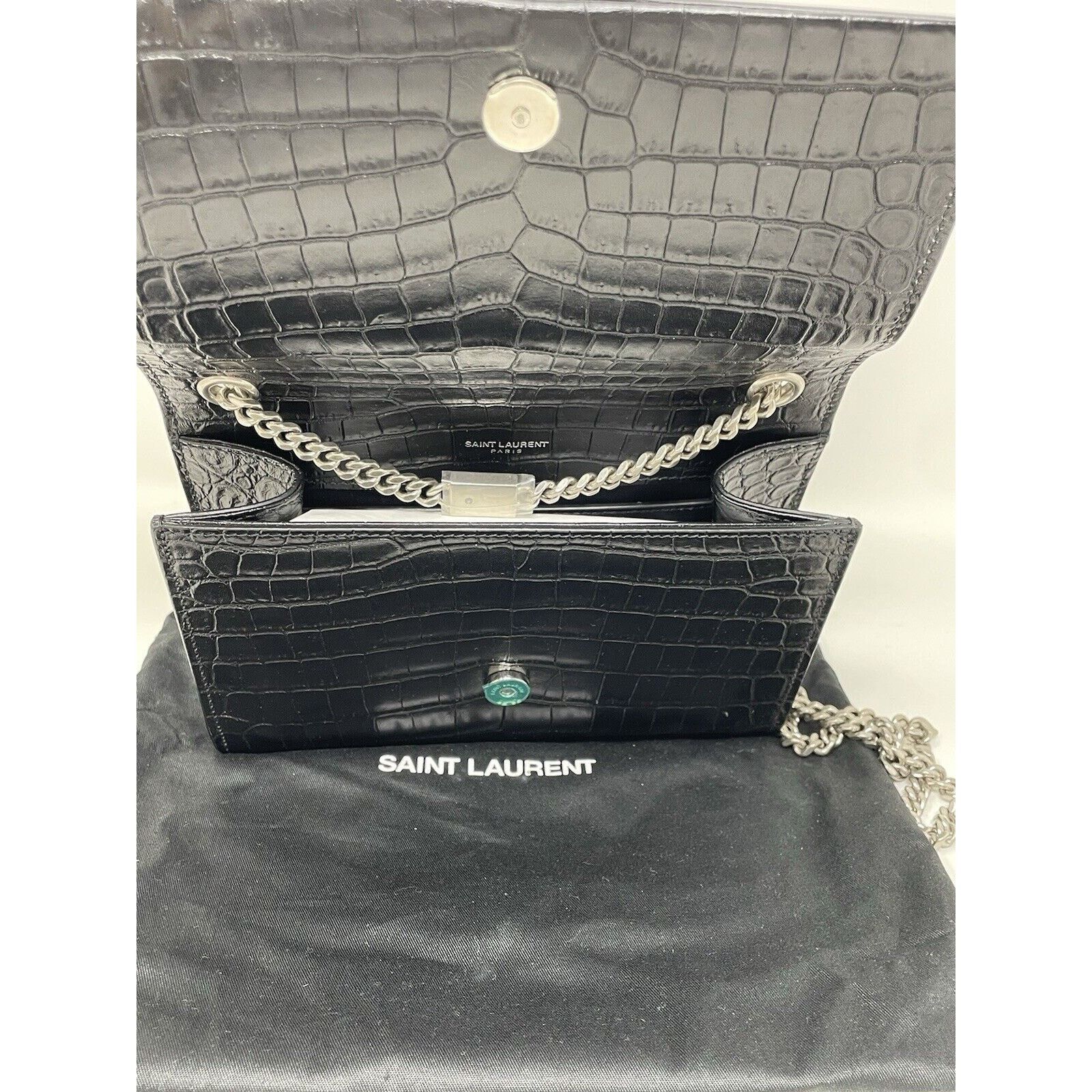 Yves Saint Laurent Calfskin Crocodile Embossed Small Classic Kate Tassel Size ONE SIZE - 21 Thumbnail