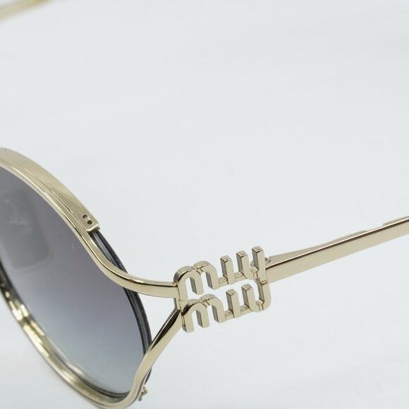 Miu Miu Miu Miu MU52YS ZVN5D1 Sunglasses Pale Gold Oval Frame, Grey Size ONE SIZE - 6 Thumbnail