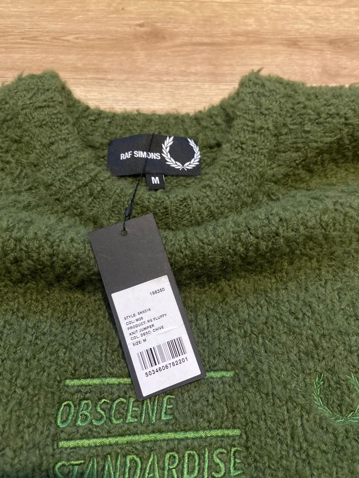 Fred Perry × Raf Simons Fluffy Knit Jumper In ‘Chive’ Size US M / EU 48-50 / 2 - 3 Thumbnail