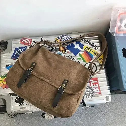 Canvas Crossbody Bag in Brown, Men's