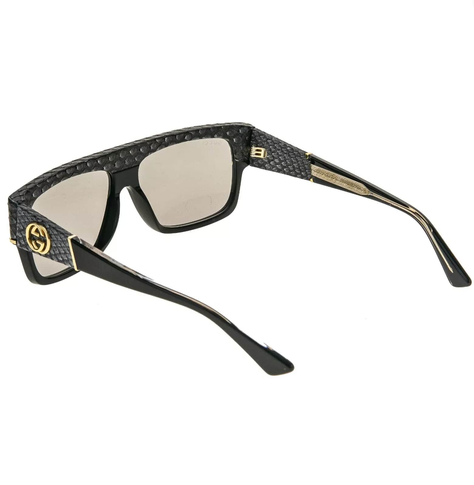 Gucci GUCCI 0483 Black Gray Python Leather Sunglasses GG0483S Size ONE SIZE - 6 Thumbnail
