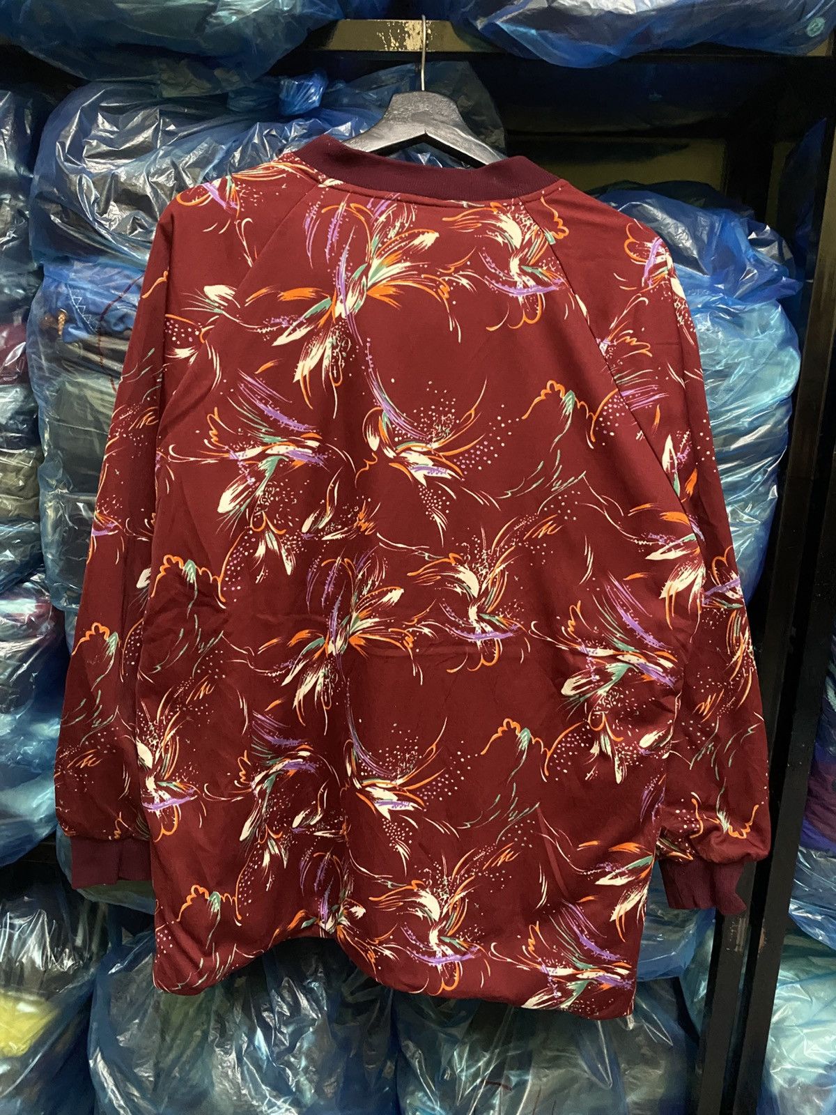 Japanese Brand Vintage Marumi Maroon Floral Bomber Jacket 80s/90s Retro Size XL / US 12-14 / IT 48-50 - 7 Thumbnail