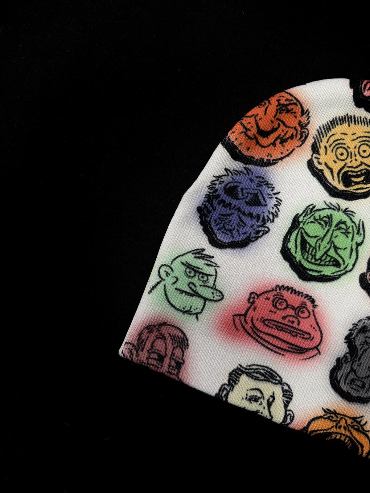 Japanese Brand Vtg Inspired Graffiti Face Print No Cuff Knit Beanie Hat OS Size ONE SIZE - 2 Thumbnail