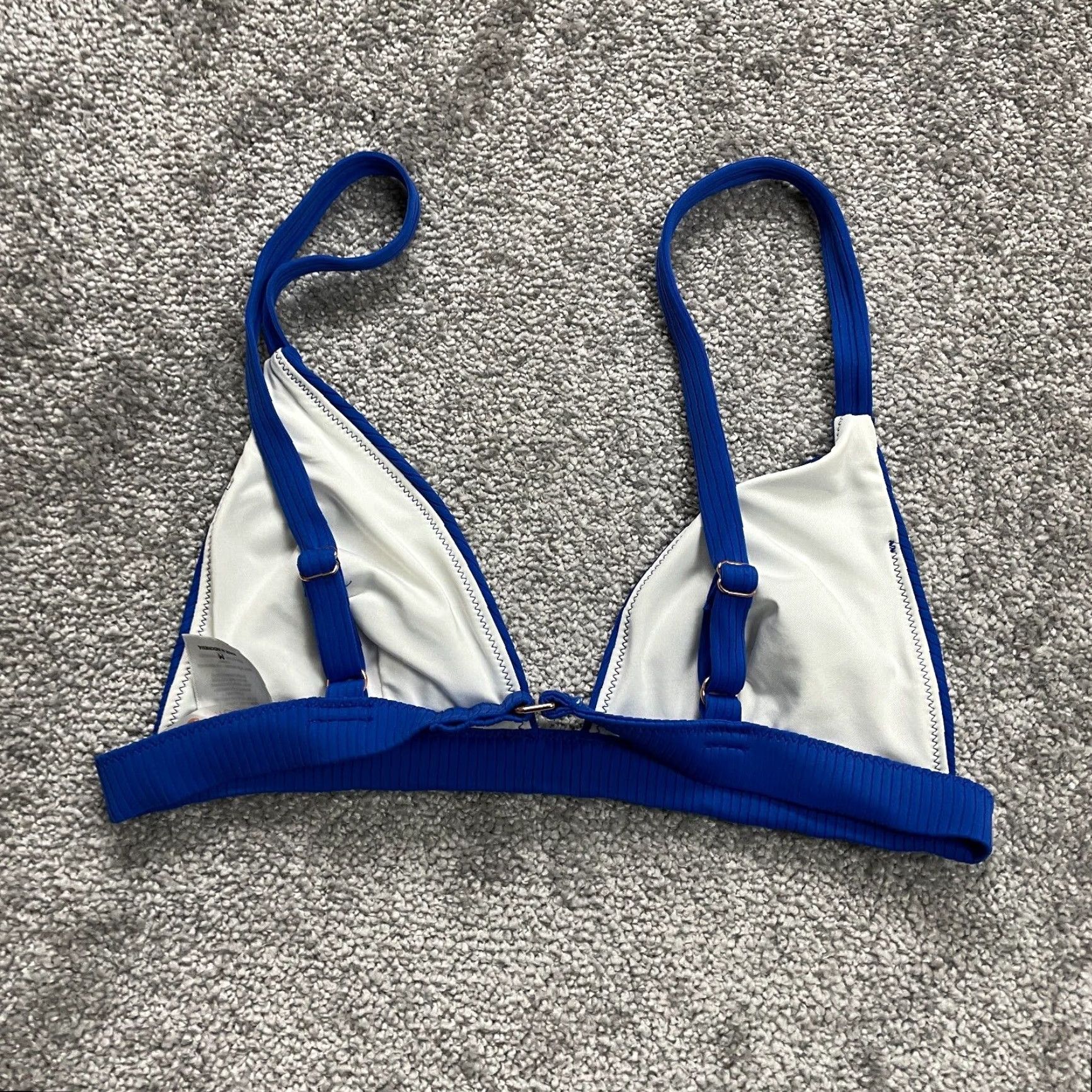 Vintage Shade & Shore Bikini Top Womens M Blue Triangle Spaghetti Strap Beach Swimwear Top Adult Regular Medium Blue Womens Size M / US 6-8 / IT 42-44 - 2 Thumbnail