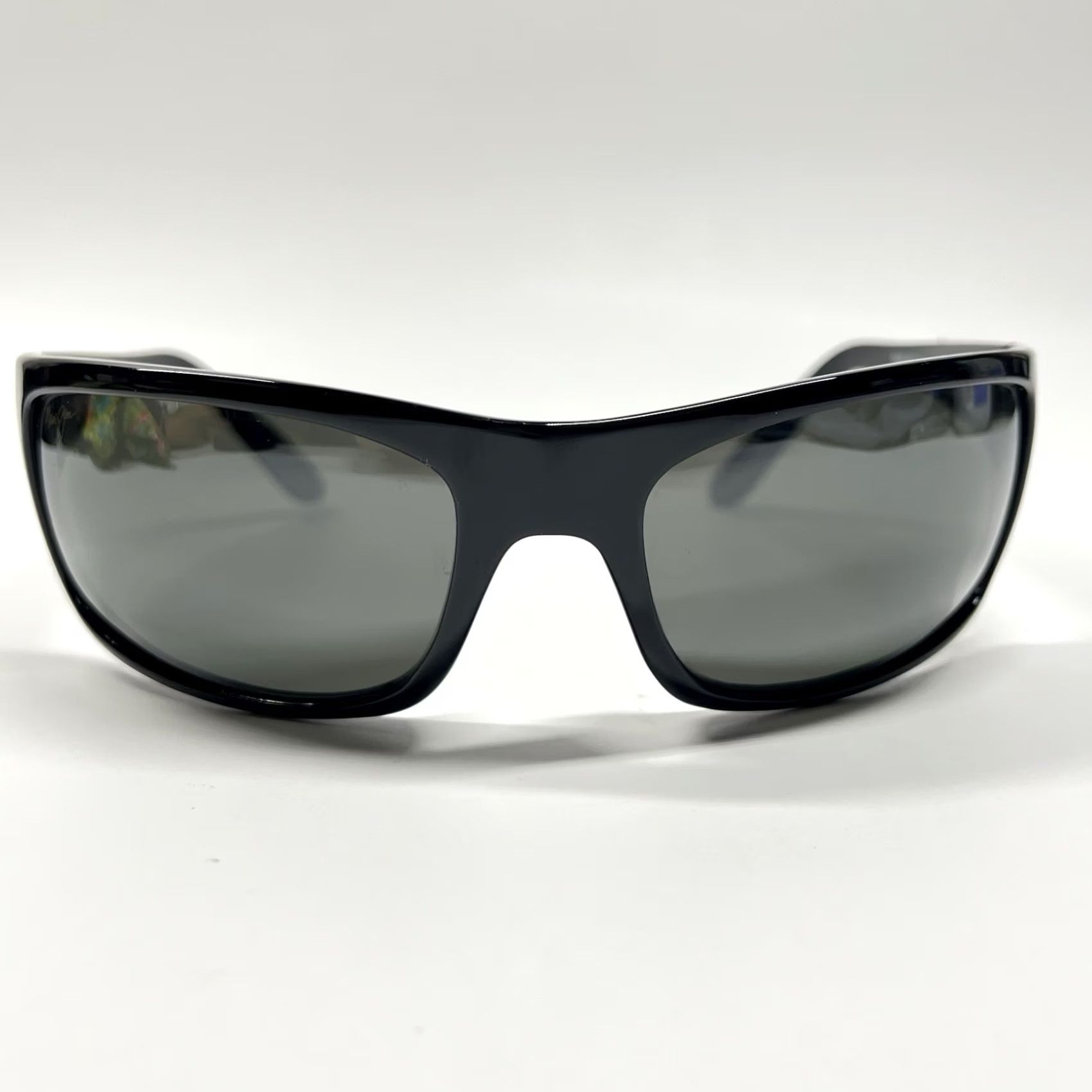Maui Jim Maui Jim Peahi Sunglasses MJ 202-02 Gloss Black Frame W/ Grey Lenses Polarized Men UV Protection Wrap Sunglasses Wrap Black Mens Size ONE SIZE - 2 Thumbnail