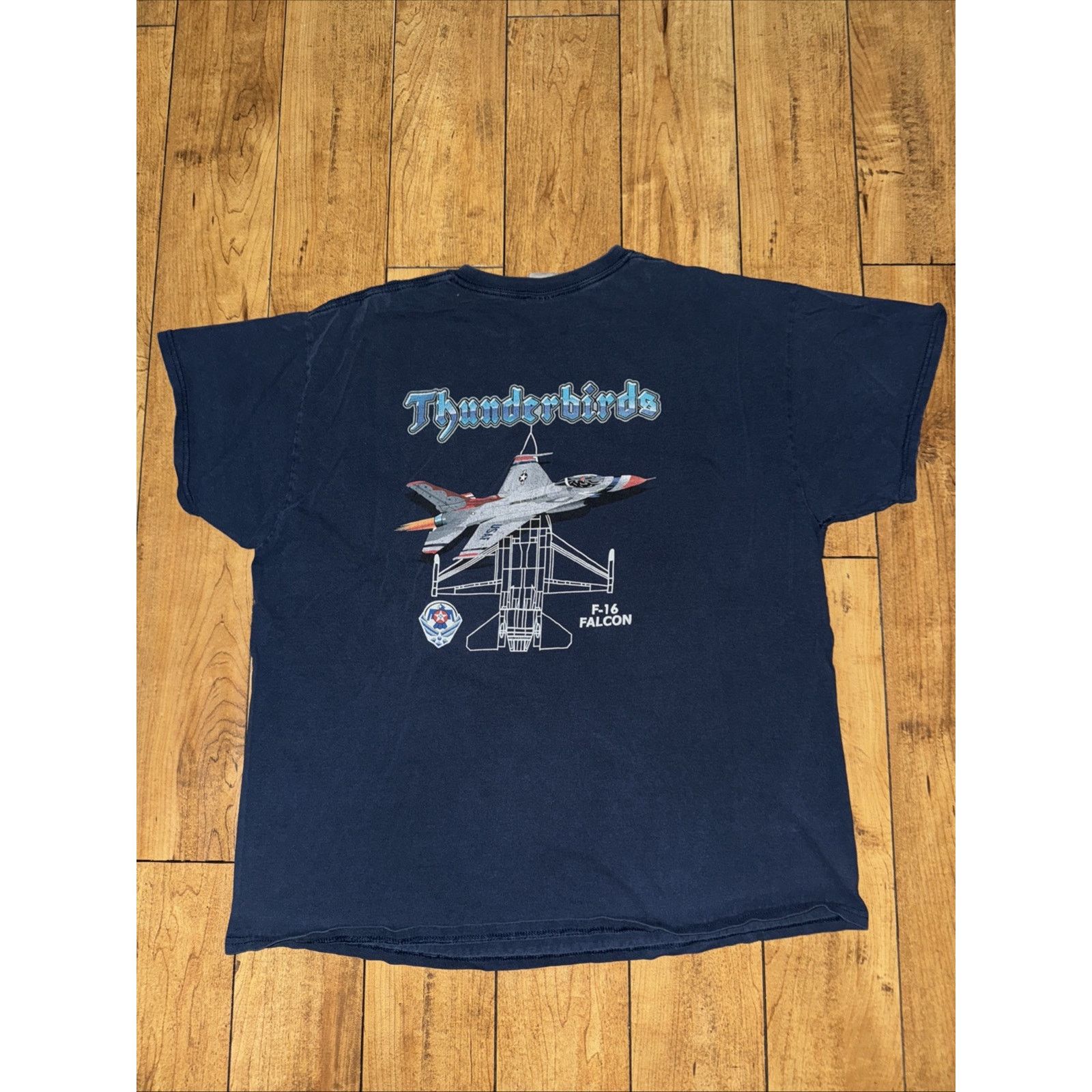 Hypebeast × Vintage Vintage Thunderbirds F-16 Falcon T-Shirt Navy Blue XL 22x27 Size US XL / EU 56 / 4 - 1 Thumbnail