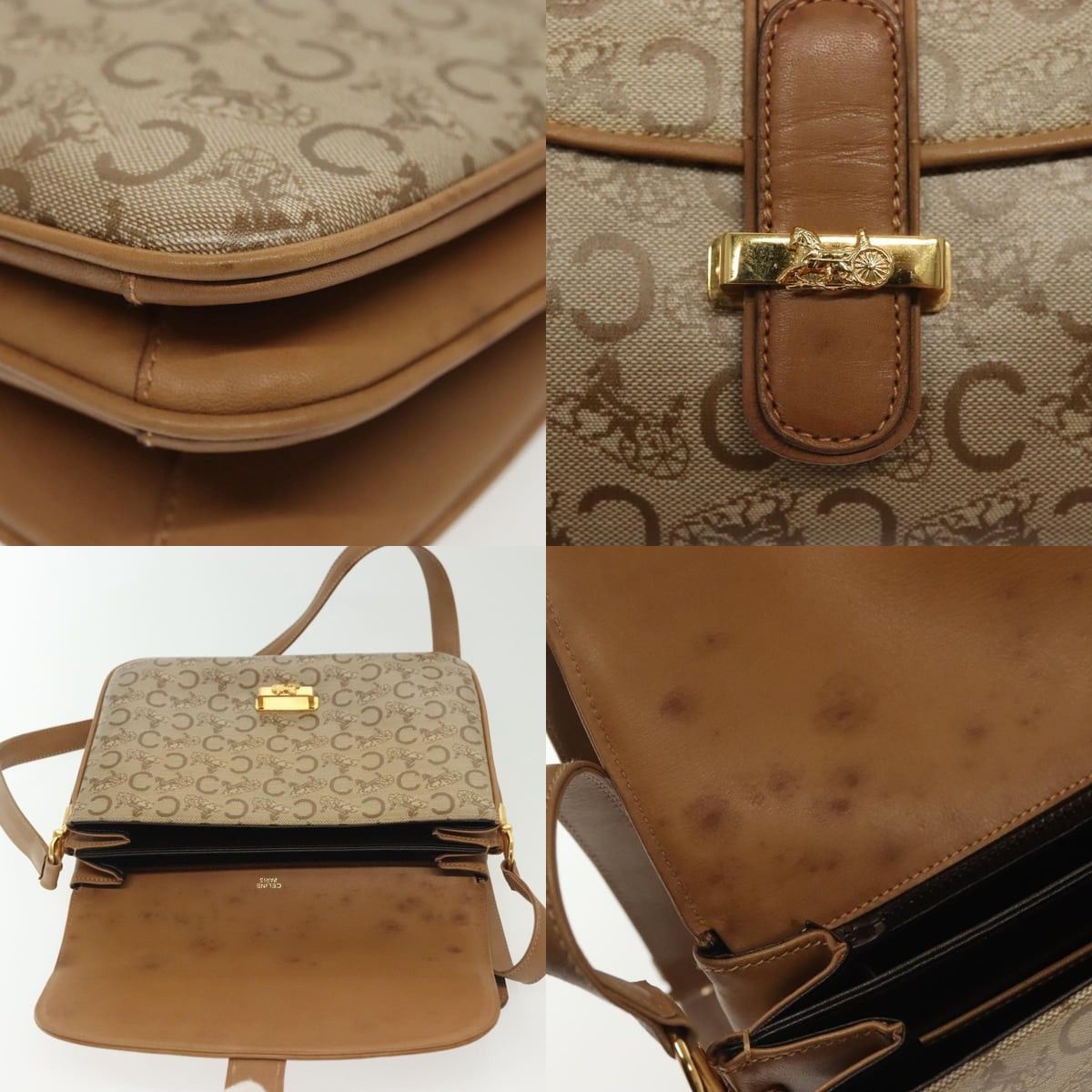 Celine CELINE Macadam Canvas Shoulder Bag Pvc Beige Gold Size ONE SIZE - 11 Thumbnail