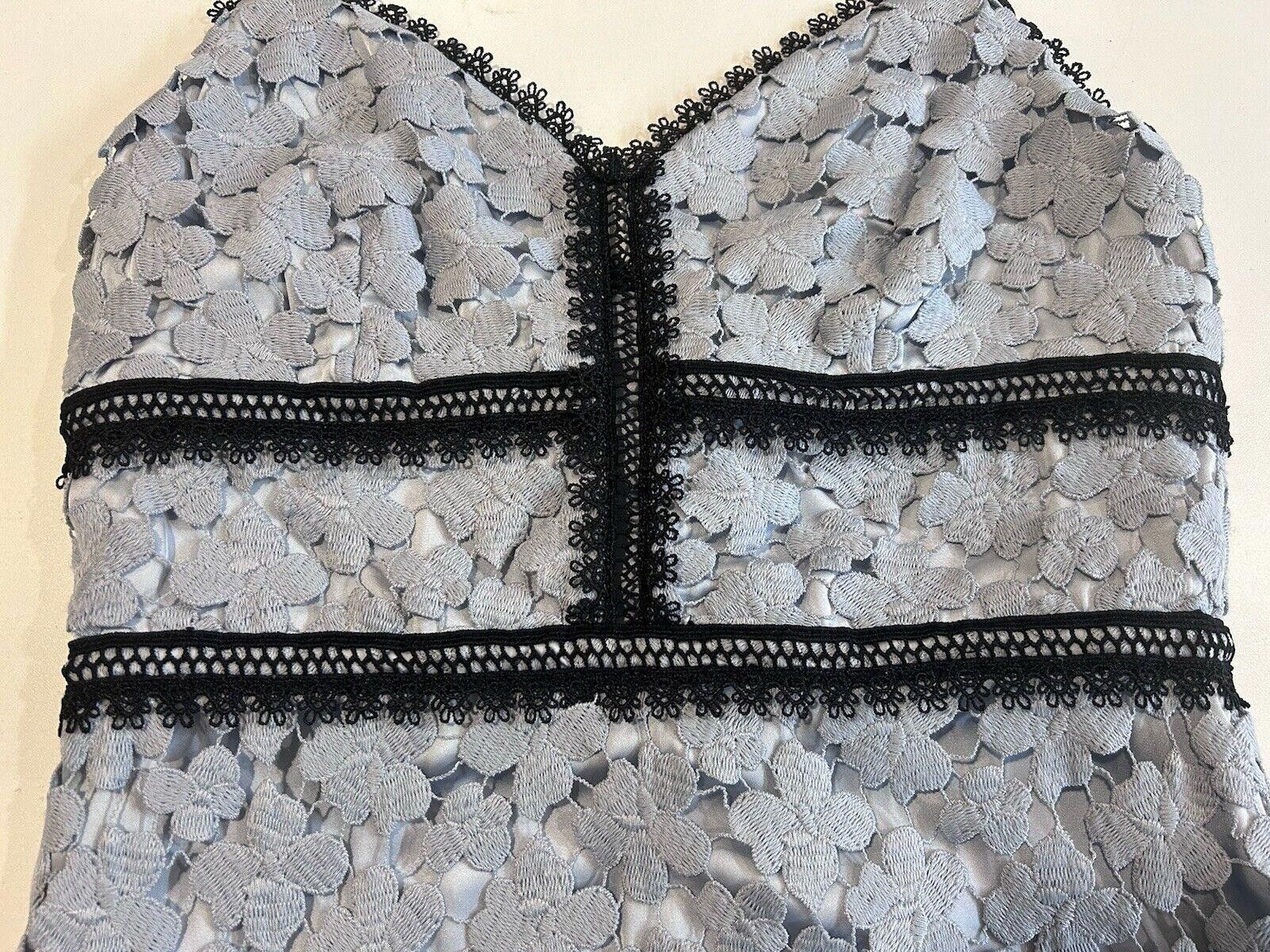 Designer Jill Stuart Blue Lace Crochet Elle Cocktail Midi Dress Sz 4 Size S / US 4 / IT 40 - 6 Thumbnail