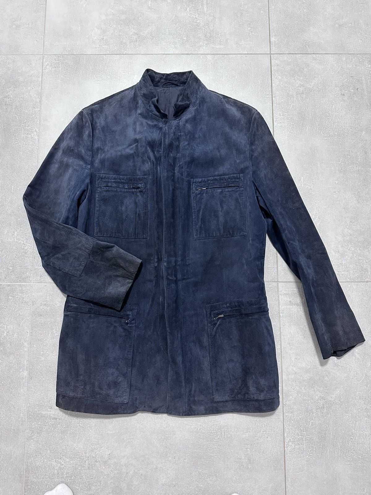 Jil Sander Archive Jil Sander Suede Leather Jacket Blue Mens Size