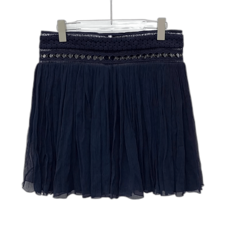 Chloe Chloe Blue Pleated Silk Skirt Size 38" / US 16 / IT 52 - 1 Thumbnail