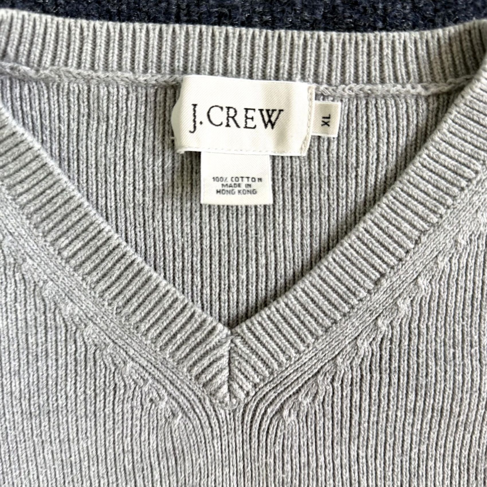 J.Crew J.Crew Womens XL Gray V Neck Cotton Knit Pullover Lightweight Sweater Size XL / US 12-14 / IT 48-50 - 2 Thumbnail
