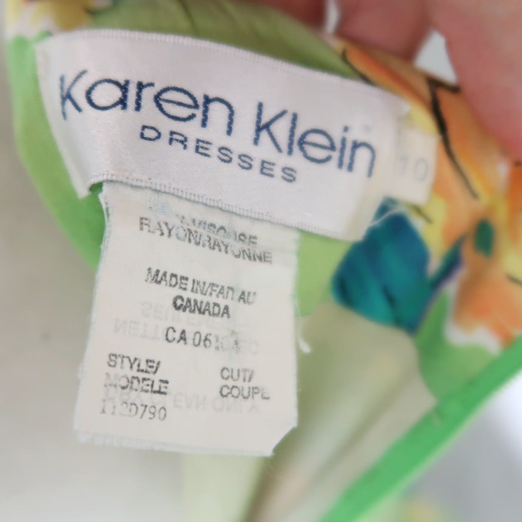 Vintage VINTAGE Karen Klein 90s Light Green Orange Floral Mini Sheath Dress 10 Women? Size L / US 10 / IT 46 - 5 Thumbnail