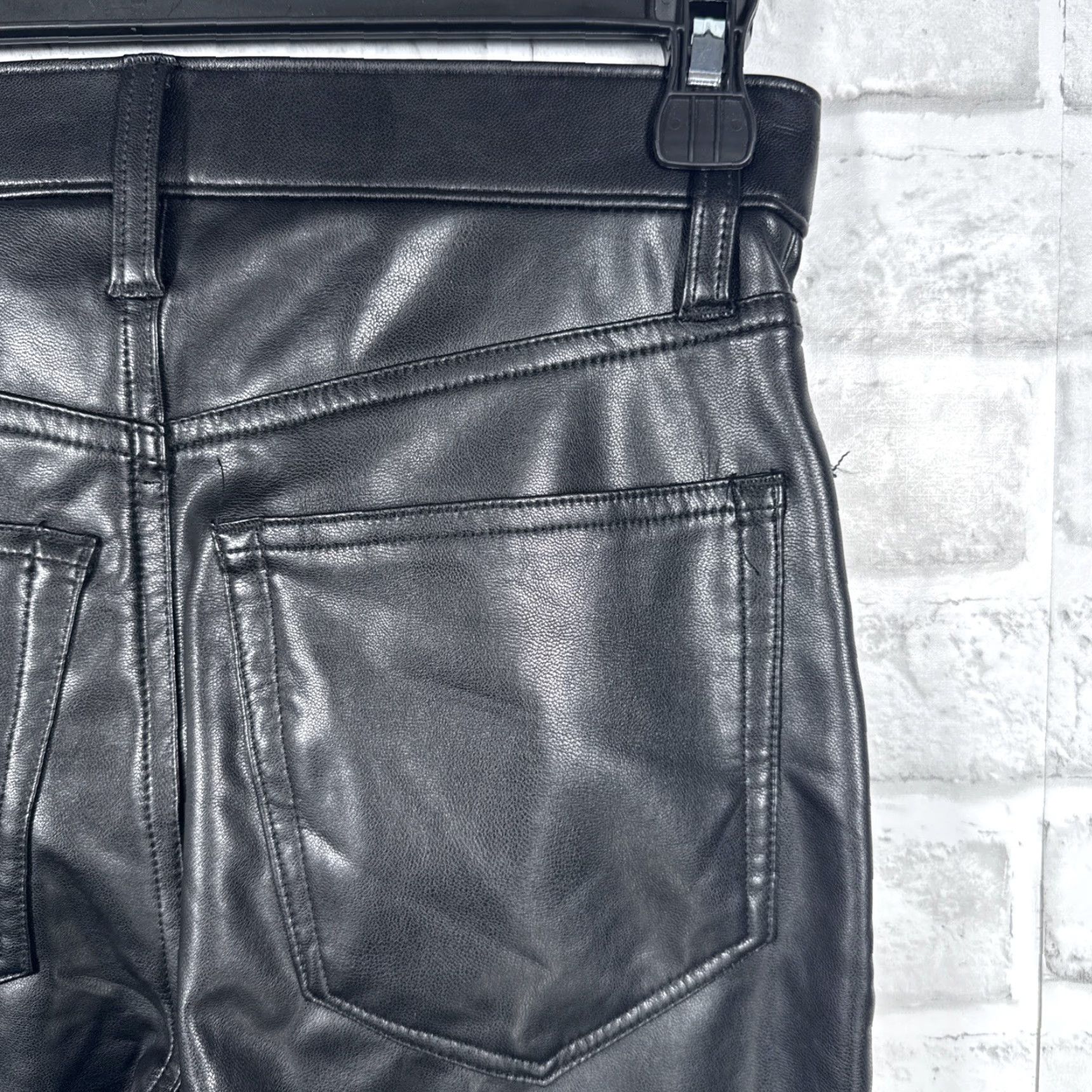 Abercrombie & Fitch VINTAGE Abercrombie & Fitch Ankle Straight Ultra High Rise Vegan Leather Pants 24 Womens Black 24 inch inseam 00s Size 42" / US 20 - 3 Thumbnail