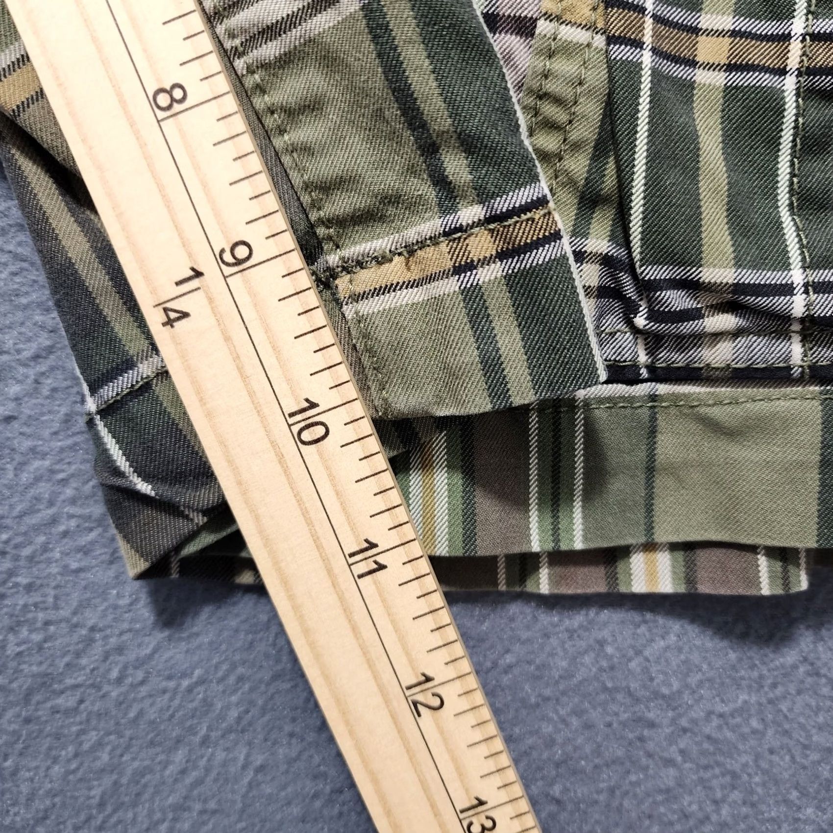 Eddie Bauer Eddie Bauer Mens Shorts Cargo 36x10 Green Plaid Cotton Cargo Pocket 36 Mens Size US 36 / EU 52 - 6 Thumbnail