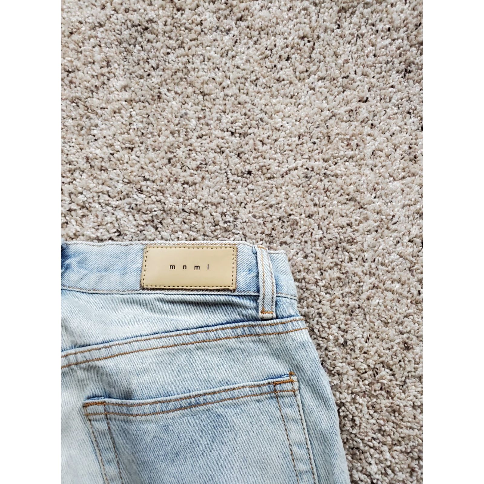 MNML mnml Jeans Mens 30 Distressed Skull Patch Straight Leg Frayed Hem Denim 30x31 Blue Painters? Size US 30 / EU 46 - 7 Thumbnail