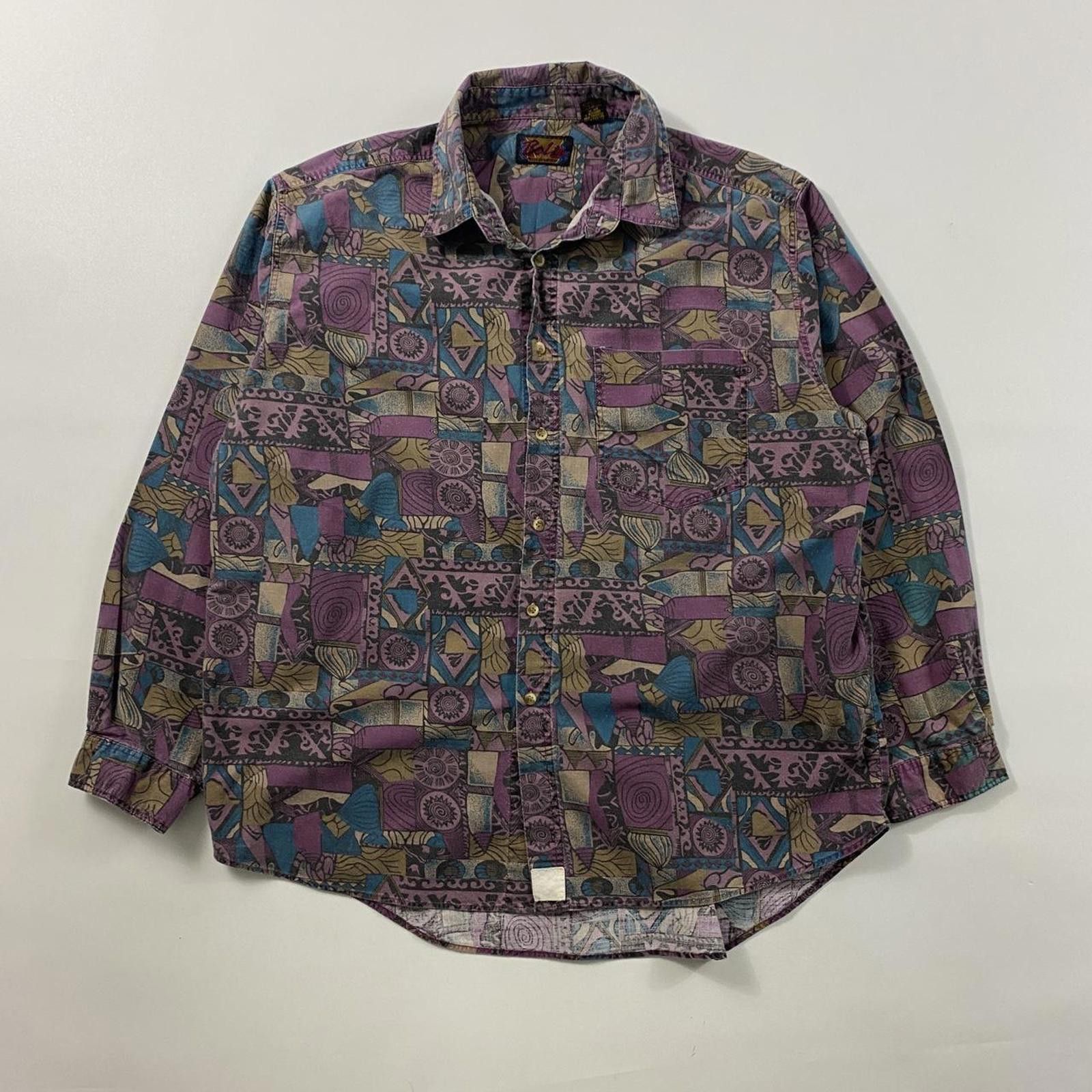 Vintage 80s vintage multi-coloured long sleeve Button Down Shirt Size US XL / EU 56 / 4 - 1 Thumbnail