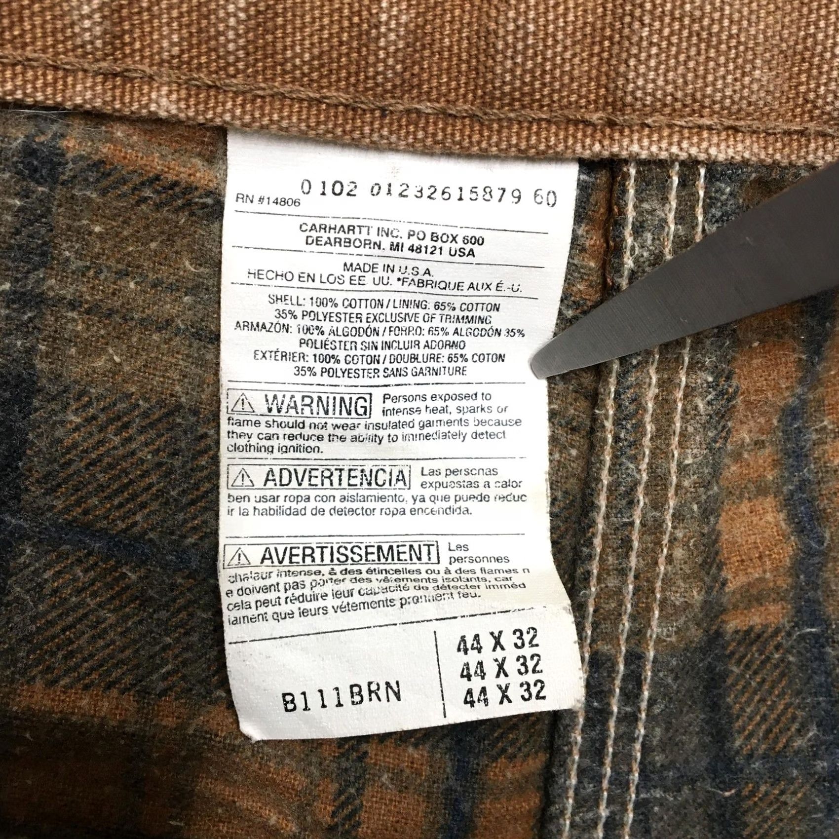 Carhartt VINTAGE Carhartt B111 Pants Mens 44x32 Brown Flannel Lined Carpenter USA Union Size US 44 / EU 60 - 6 Thumbnail