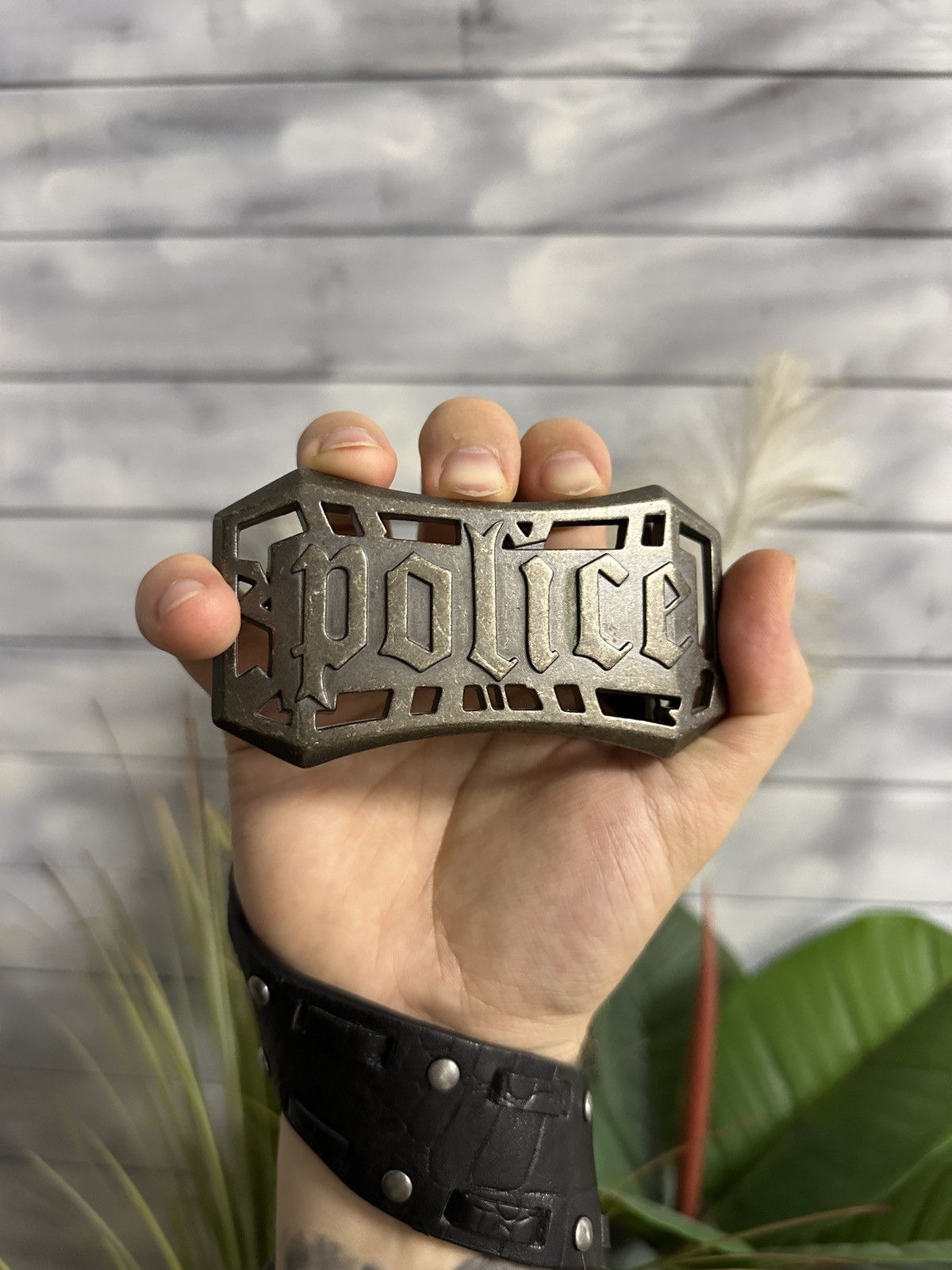 Leather Rare Leather Belt Police Avant-Garde Vintage Style. Size ONE SIZE - 2 Thumbnail