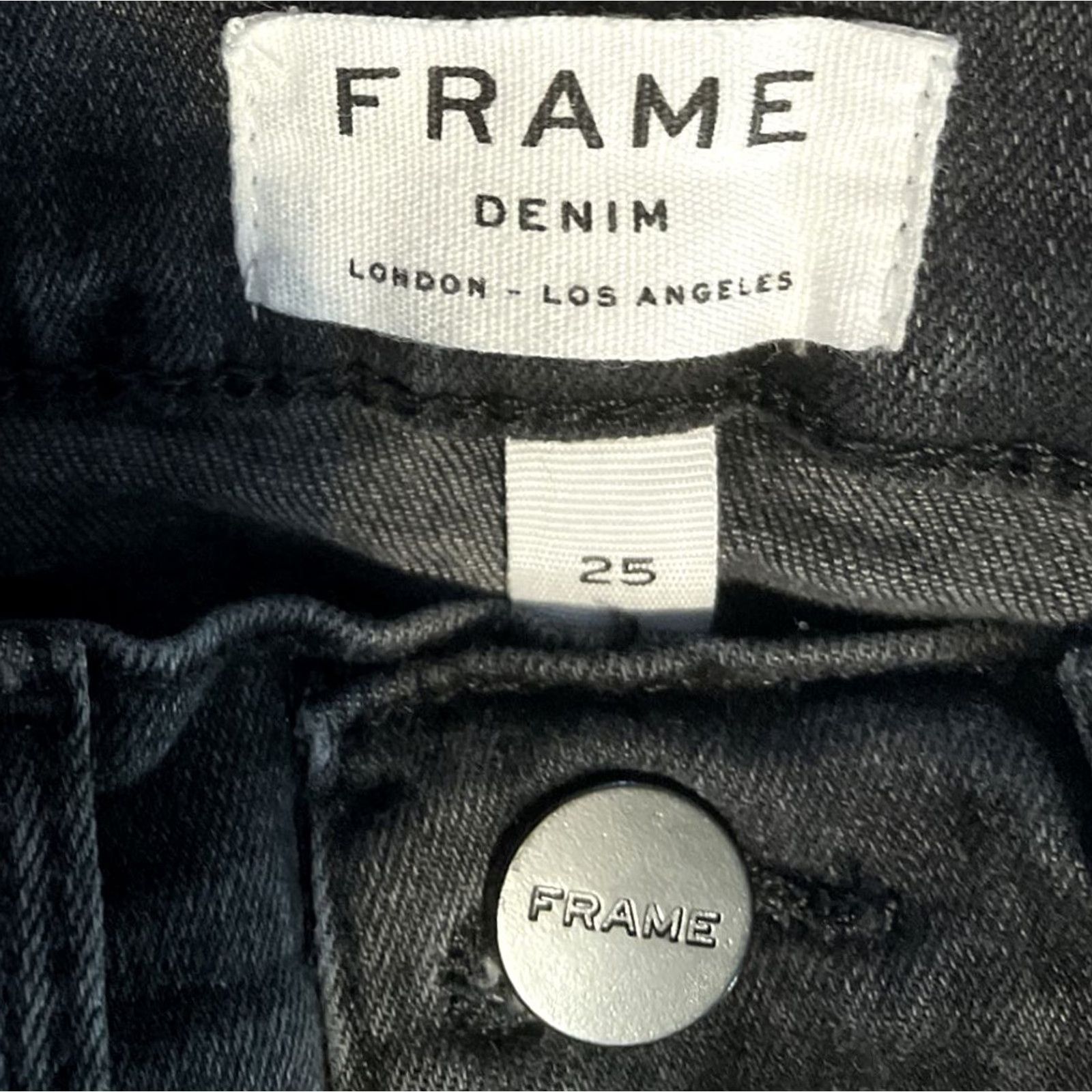 Frame FRAME Le High Flare Jeans Women's 25 Denim Pants Black 70s Gothic Hippie Stretch High Rise 25x22 in Inseam 25 in Mens? Womens Size 42" / US 20 - 3 Thumbnail